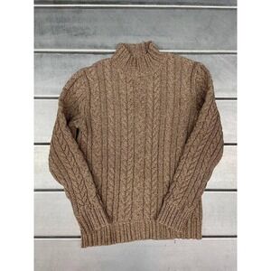 Cotton Country By Parkhurst Funnel Neck Sweater Womens Medium‎ Brown Cable Knit